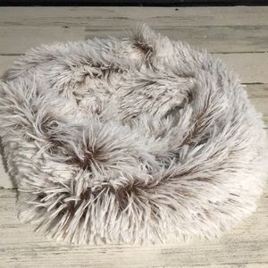 Very soft white brown infinity scarf